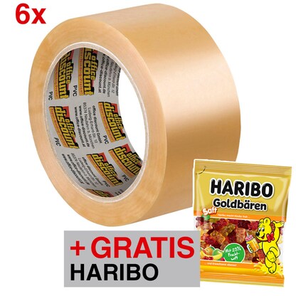Artikelbild 16 für AKTION: office discount Packband transparent 50,0 mm x 66,0 m 6 Rollen + GRATIS HARIBO Saft Goldbären Fruchtgummi 160,0 g, Artikelnummer 855657