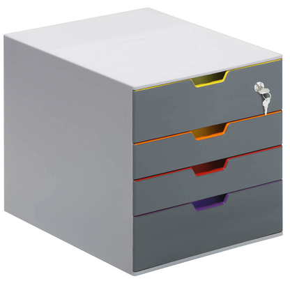 Artikelbild 5 für DURABLE Schubladenbox VARICOLOR® SAFE dunkelgrau mit bunten Farblinien 760627, DIN A4 mit 4 Schubladen, Artikelnummer 265001