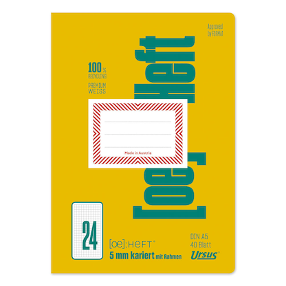 Artikelbild 2 für Ursus Schulheft OE Recycling Lineatur 24 kariert DIN A5 Rand rundum, 40 Blatt, Artikelnummer 434314