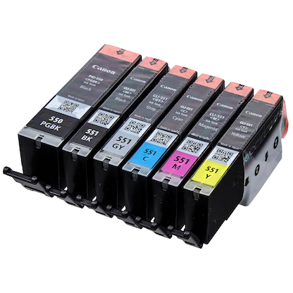 Artikelbild 3 für Canon PGI-550 PGBK + CLI-551 BK/C/M/Y/GY 2x schwarz, cyan, magenta, gelb, grau Druckerpatronen, 6er-Set, Artikelnummer 170934