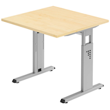 Artikelbild 1 für HAMMERBACHER OS 08 höhenverstellbarer Schreibtisch ahorn quadratisch, C-Fuß-Gestell silber 80,0 x 80,0 cm, Artikelnummer 656905
