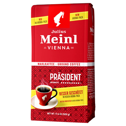 Artikelbild 2 für Julius Meinl Vienna Präsident Kaffee, gemahlen, Arabica- und Robustabohnen 500,0 g, Artikelnummer 707046