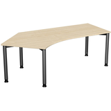 Artikelbild 1 für geramöbel Flex höhenverstellbarer Schreibtisch ahorn, anthrazit L-Form, 5-Fuß-Gestell grau 216,6 x 113,0 cm, Artikelnummer 881704