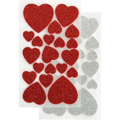 Artikelbild 4 für folia Moosgummi Glitter Herzen rot und silber 40 St., Artikelnummer 479614