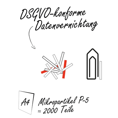 Artikelbild 5 für AKTION: HSM shredstar X6pro Aktenvernichter mit Partikelschnitt P-5, 2 x 15 mm, bis 6 Blatt, weiß, Artikelnummer 381595