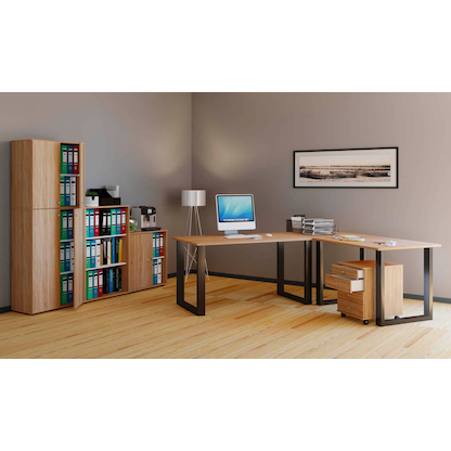 Artikelbild 4 für VCM my office Lona Schreibtisch honig-eiche rechteckig, U-Fuß-Gestell schwarz 110,0 x 80,0 cm, Artikelnummer 268346