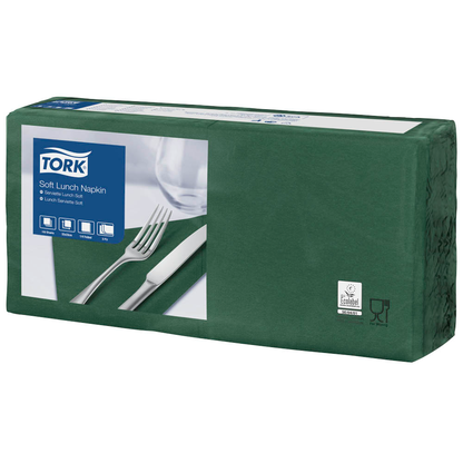 Artikelbild für TORK Servietten Soft dunkelgrün 3-lagig 32,6 x 33,0 cm, 150 St., Artikelnummer 452209