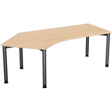 Artikelbild 1 für geramöbel Flex höhenverstellbarer Schreibtisch buche, anthrazit L-Form, 5-Fuß-Gestell grau 216,6 x 113,0 cm, Artikelnummer 881728
