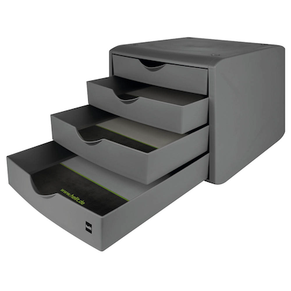 Artikelbild 3 für helit Schubladenbox the green chameleon grau H6429582, DIN A4 mit 4 Schubladen, Artikelnummer 823817