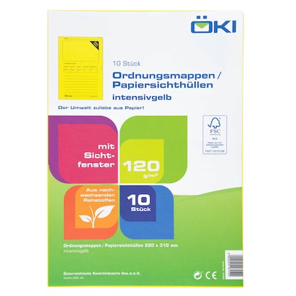 Artikelbild 3 für 100 ÖKI Sichthüllen Ordo DIN A4 gelb glatt 120 g/qm, Artikelnummer 355257