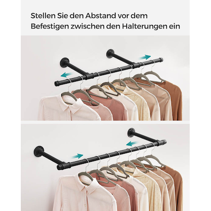 Artikelbild 7 für SONGMICS Wandgarderobe schwarz Metall 84,0 x 7,0 cm, Artikelnummer 438779