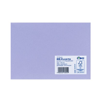 Artikelbild 3 für ÖKI Briefumschläge DIN B6 ohne Fenster farbsortiert nassklebend 10 St., Artikelnummer 511958