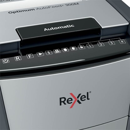 Artikelbild 7 für AKTION: Rexel Optimum AutoFeed+ 300M Aktenvernichter mit Partikelschnitt P-5, 2 x 15 mm, bis 300 Blatt, schwarz mit 70 Euro CashBack, Artikelnummer 267561