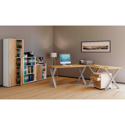 Artikelbild 5 für VCM my office Schiebetürenschrank XXL Lona, 919600 honig-eiche, weiß 3 Fachböden 70,0 x 37,0 x 183,0 cm, Artikelnummer 268126