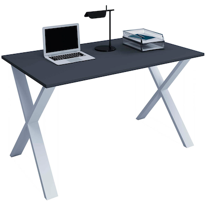 Artikelbild für VCM my office Lona Schreibtisch anthrazit rechteckig, X-Fuß-Gestell silber 110,0 x 80,0 cm, Artikelnummer 268454