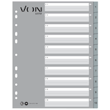 Artikelbild 1 für VON LEITZ Register DIN A4 Überbreite 1-10 grau-weiß 20-teilig, 1 Satz, Artikelnummer 635799