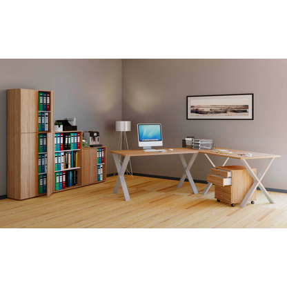 Artikelbild 4 für VCM my office Lona Schreibtisch sonoma-eiche rechteckig, X-Fuß-Gestell silber 160,0 x 80,0 cm, Artikelnummer 270086