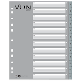 Artikelbild 1 für VON LEITZ Register DIN A4 Überbreite 1-12 grau-weiß 20-teilig, 1 Satz, Artikelnummer 635819