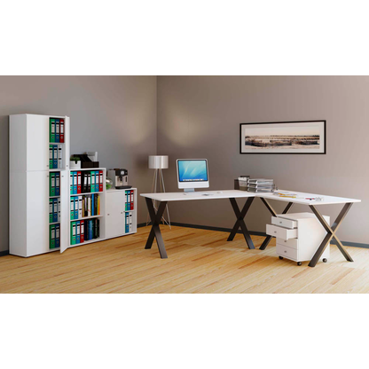 Artikelbild 4 für VCM my office Lona Schreibtisch weiß rechteckig, X-Fuß-Gestell schwarz 160,0 x 80,0 cm, Artikelnummer 270276