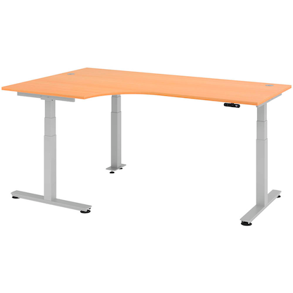 Artikelbild 24 für HAMMERBACHER VXDSM82 elektrisch höhenverstellbarer Schreibtisch buche L-Form, T-Fuß-Gestell silber 200,0 x 120,0 cm, Artikelnummer 454951