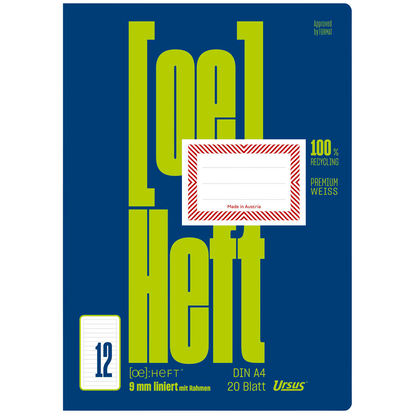 Artikelbild 2 für Ursus Schulheft OE Recycling Lineatur 12 liniert DIN A4 Rand rundum, 20 Blatt, Artikelnummer 515221