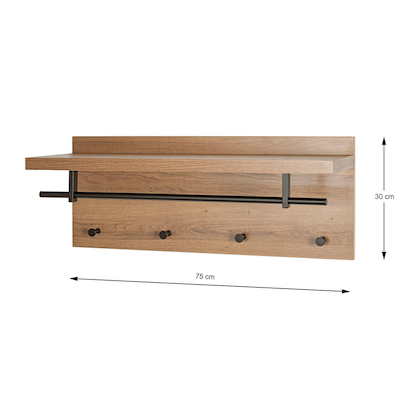 Artikelbild 2 für HAKU Möbel Wandgarderobe 37144 eiche Holz 4 Haken 75,0 x 30,0 cm, Artikelnummer 965602