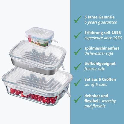Artikelbild 5 für WESTMARK Frischhaltedeckel-Set Silikon Square transparent, 1 Set, Artikelnummer 996963