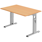 Artikelbild 1 für HAMMERBACHER OS 12 höhenverstellbarer Schreibtisch buche rechteckig, C-Fuß-Gestell silber 120,0 x 80,0 cm, Artikelnummer 656722