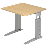 Artikelbild 1 für HAMMERBACHER US08 höhenverstellbarer Schreibtisch ahorn quadratisch, C-Fuß-Gestell silber 80,0 x 80,0 cm, Artikelnummer 860763