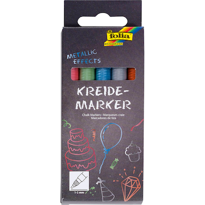 Artikelbild 17 für folia METALLIC EFFECTS Kreidemarker farbsortiert 1,0 - 2,0 mm, 5 St., Artikelnummer 314631