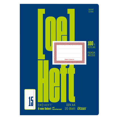 Artikelbild 2 für Ursus Schulheft OE Recycling Lineatur 15 liniert DIN A4 Korrekturrand, 20 Blatt, Artikelnummer 515239