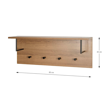 Artikelbild 2 für HAKU Möbel Wandgarderobe 37147 eiche Holz 4 Haken 80,0 x 30,0 cm, Artikelnummer 965622