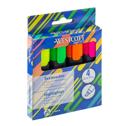 Artikelbild 20 für WESTCOTT Textmarker farbsortiert, 4 St., Artikelnummer 333439