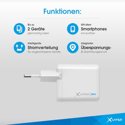 Artikelbild 2 für XLAYER Powercharger 38W Ladeadapter weiß, 38 Watt, Artikelnummer 922334