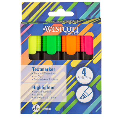 Artikelbild 2 für WESTCOTT Textmarker farbsortiert, 4 St., Artikelnummer 333439