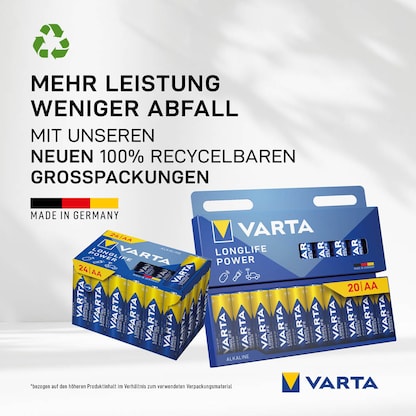 Artikelbild 9 für 24 VARTA Batterien LONGLIFE Power Cube Mignon AA 1,5 V, Artikelnummer 552879