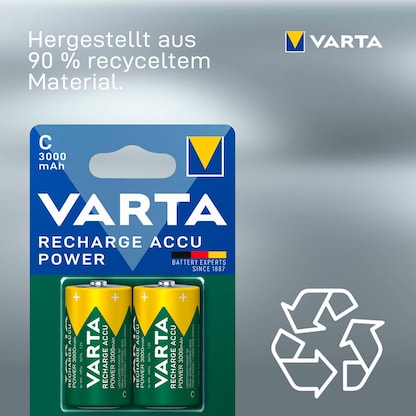 Artikelbild 3 für 2 VARTA Akkus RECHARGE ACCU Power Baby C 3.000 mAh, Artikelnummer 553721