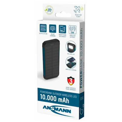 Artikelbild 13 für ANSMANN PB212W Solar-Powerbank 10.000 mAh schwarz, Artikelnummer 654789