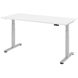 Artikelbild 1 für HAMMERBACHER XDSM19 elektrisch höhenverstellbarer Schreibtisch weiß rechteckig, T-Fuß-Gestell silber 180,0 x 80,0 cm, Artikelnummer 413161