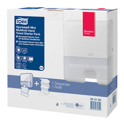 Artikelbild 2 für TORK Papierhandtuchspender-Set Elevation Xpress® H2 Mini Starter Pack 952100, inkl. 100 Tücher 952100 weiß Kunststoff, Artikelnummer 232173