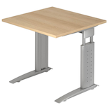 Artikelbild 1 für HAMMERBACHER US08 höhenverstellbarer Schreibtisch eiche quadratisch, C-Fuß-Gestell silber 80,0 x 80,0 cm, Artikelnummer 860724