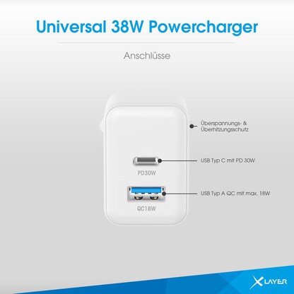 Artikelbild 3 für XLAYER Powercharger 38W Ladeadapter weiß, 38 Watt, Artikelnummer 922334