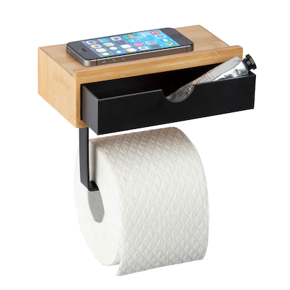 Artikelbild 3 für WENKO Toilettenpapierhalter mit Ablage Bambusa braun, schwarz, Artikelnummer 814321