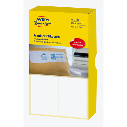 Artikelbild 6 für 500 AVERY Zweckform Frankieretiketten 3440 weiß 163,0 x 43,0 mm, Artikelnummer 647313