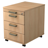 Artikelbild 1 für HAMMERBACHER Solid AC30 Rollcontainer eiche 4 Auszüge 42,8 x 58,0 x 59,0 cm, Artikelnummer 859665