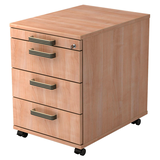 Artikelbild 1 für HAMMERBACHER Solid AC30 Rollcontainer nussbaum 4 Auszüge 42,8 x 58,0 x 59,0 cm, Artikelnummer 859393