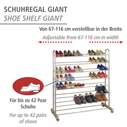 Artikelbild 2 für WENKO Teleskop-Schuhregal Giant grau 67,0 - 116,0 x 43,0 x 125,5 cm, Artikelnummer 531857