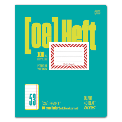 Artikelbild 3 für Ursus Schulheft green Lineatur FX53 liniert quart Korrekturrand, 40 Blatt, Artikelnummer 434220