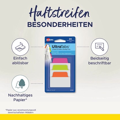 Artikelbild 4 für AVERY Zweckform UltraTabs Mini Haftmarker farbsortiert 40 Blatt, Artikelnummer 164444