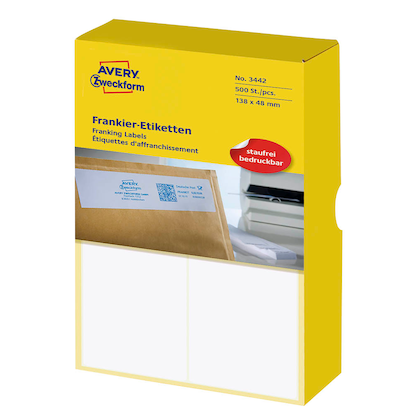 Artikelbild 5 für 500 AVERY Zweckform Frankieretiketten 3442 weiß 138,0 x 48,0 mm, Artikelnummer 647271